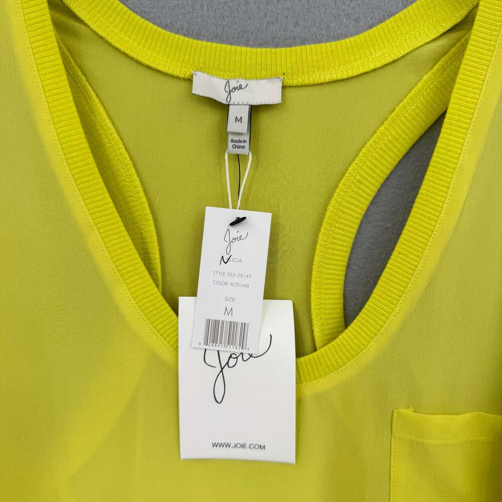 Joie NWT Alicia Neon Yellow 100% Silk Racerback Scoop Neck Lightweight Tank - Picture 8 of 10